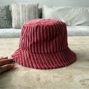 Pretty pink velour bucket hat
